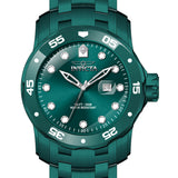 Front view of Invicta men's green watch