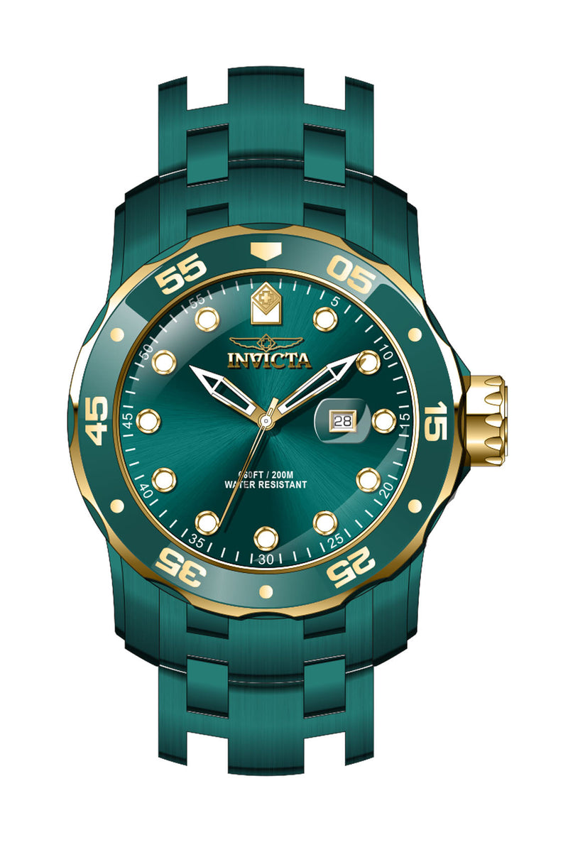 Front view of Invicta men's green watch