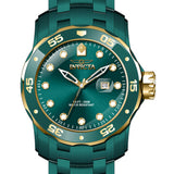 Front view of Invicta men's green watch