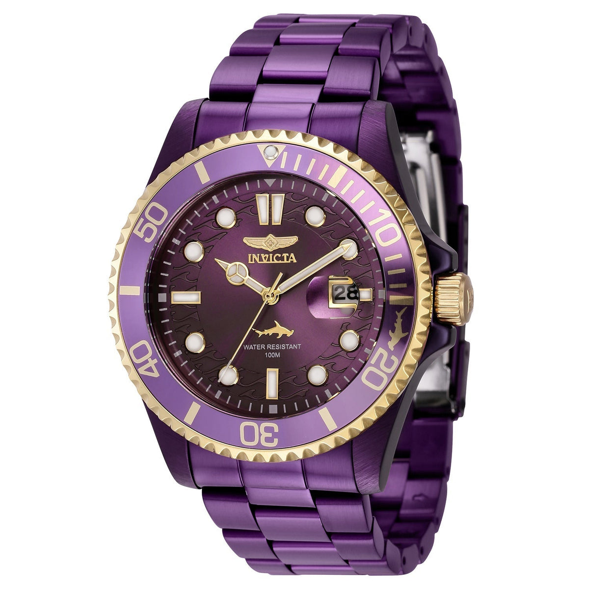 Front view of Invicta men's purple watch