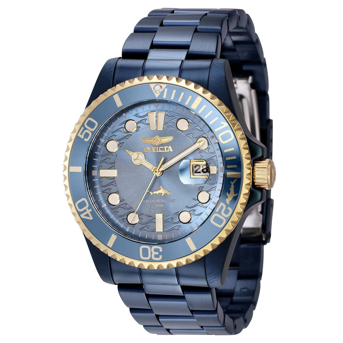 Front view of Invicta men's blue watch