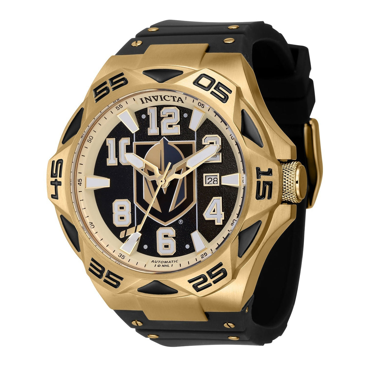 Front view of Invicta men's black watch