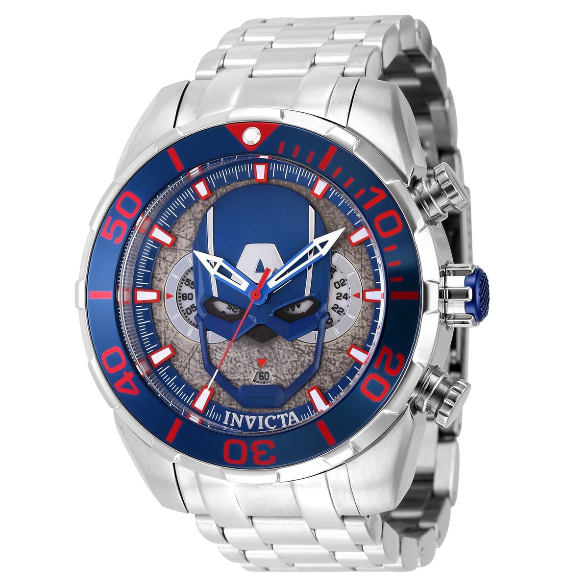 Front view of Invicta men's blue watch