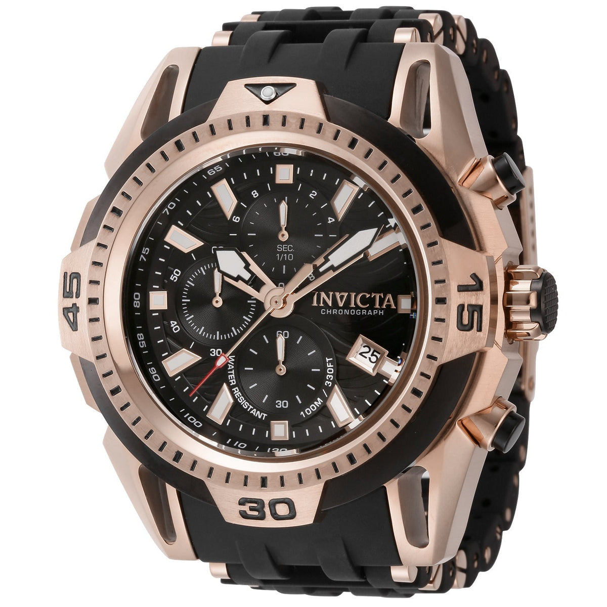 Front view of Invicta men's black watch