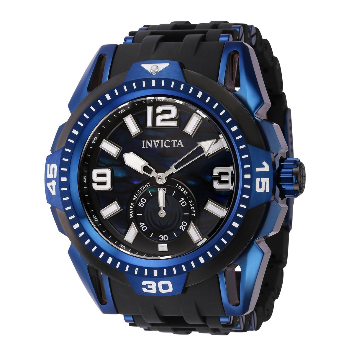 Front view of Invicta men's blue watch
