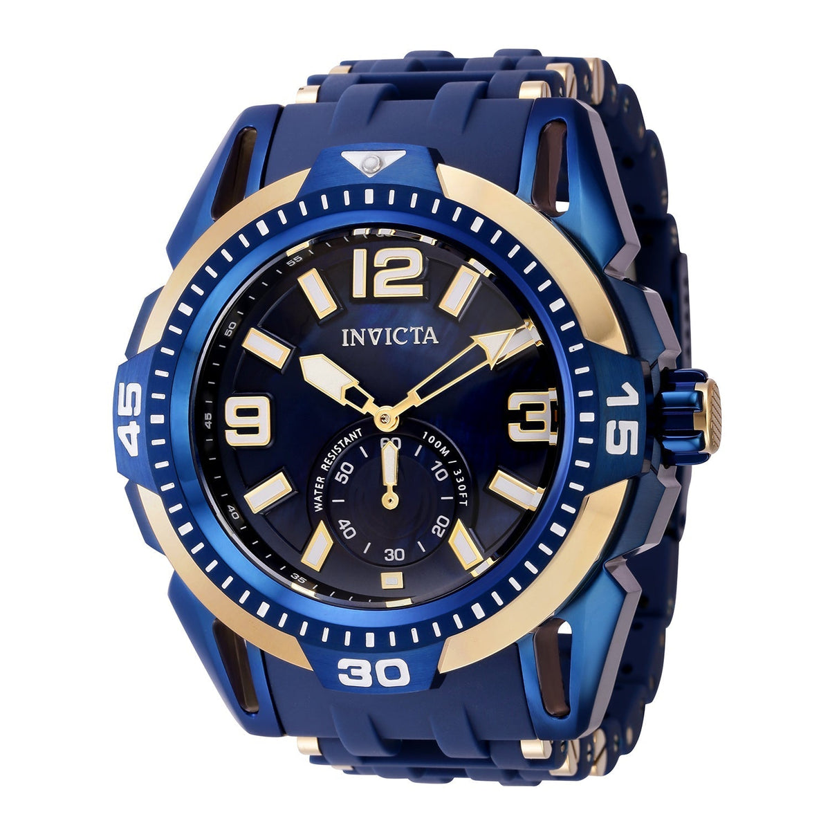 Front view of Invicta men's blue watch