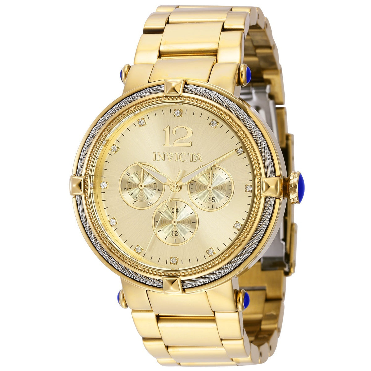 Front view of Invicta men's gold watch