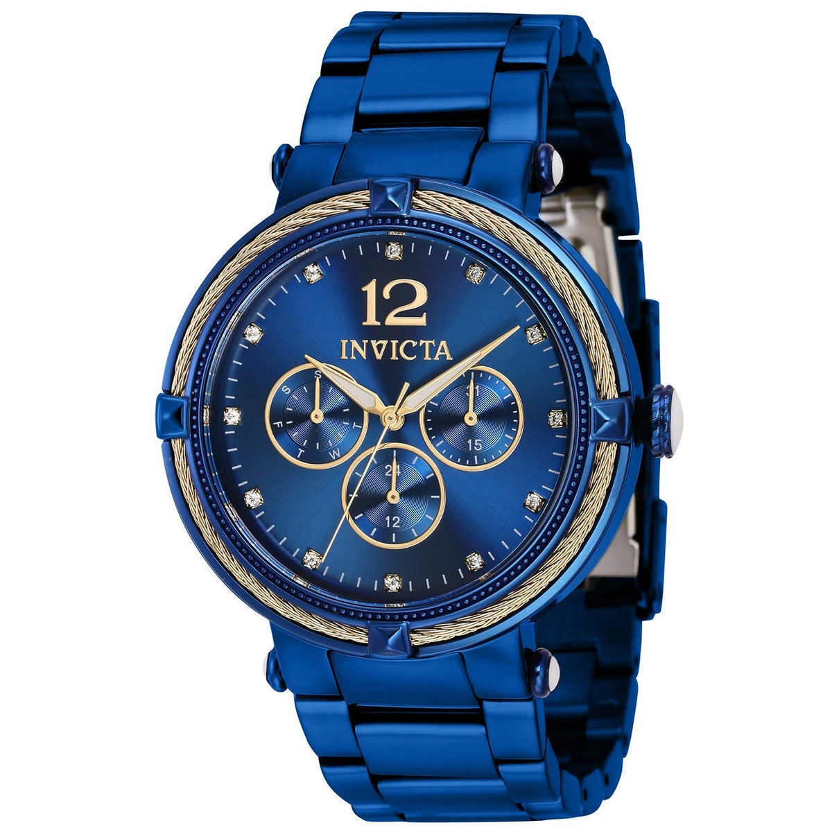 Front view of Invicta men's blue watch