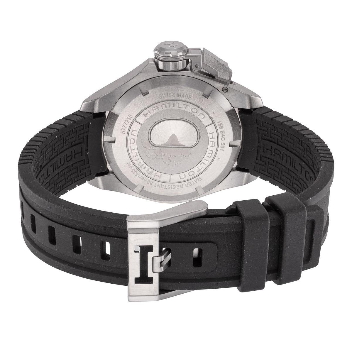 Close-up detail view of Hamilton men's watch