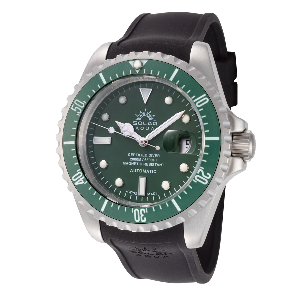 Front view of Solar Aqua Men's men's green watch