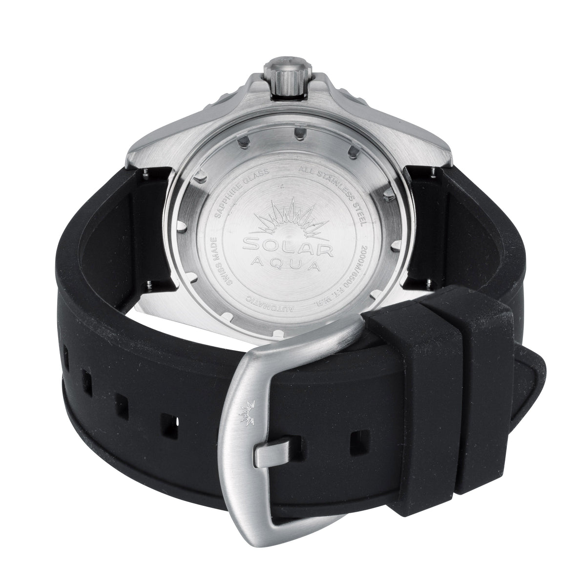 Side view of Solar Aqua Men's men's black watch