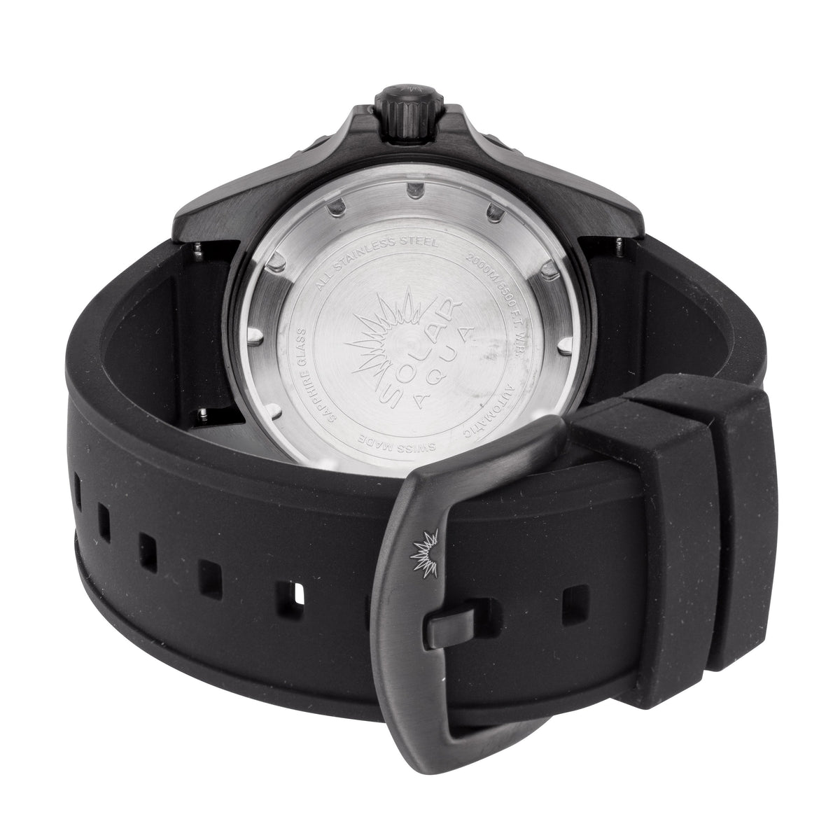 Side view of Solar Aqua Men's men's black watch