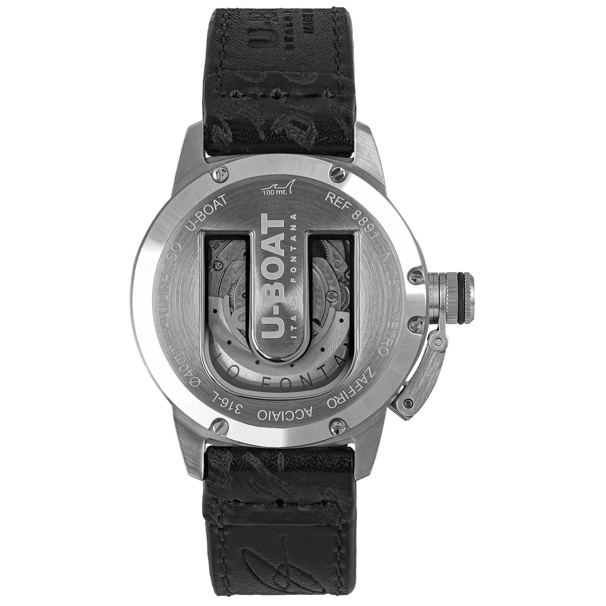 Side view of U-Boat Men's Classico men's black watch