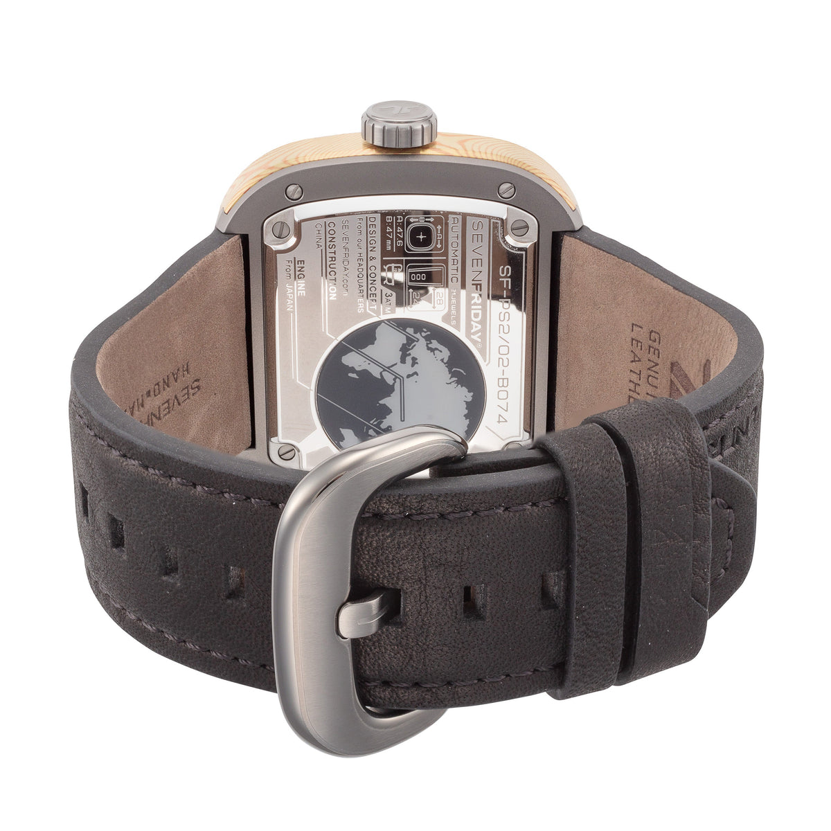 Close-up detail view of SevenFriday Men's PS2-02 men's watch