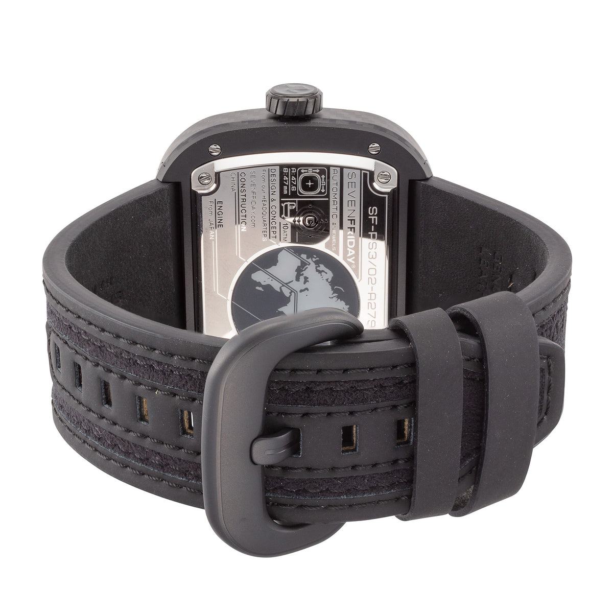 Close-up detail view of SevenFriday Men's PS3-01 men's watch