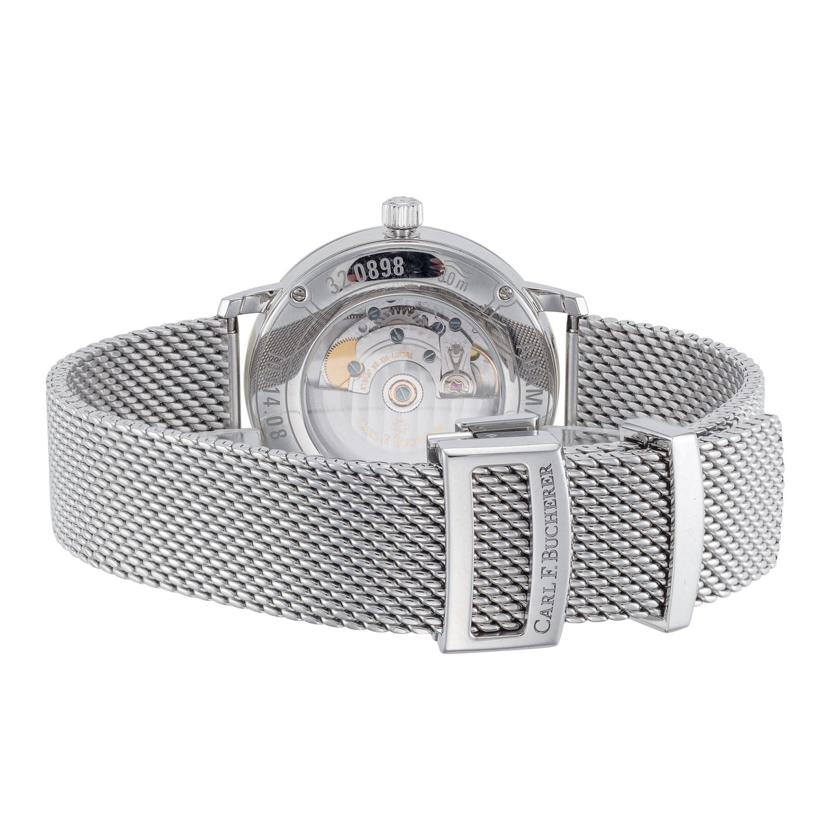 Close-up detail view of Carl F. Bucherer men's watch