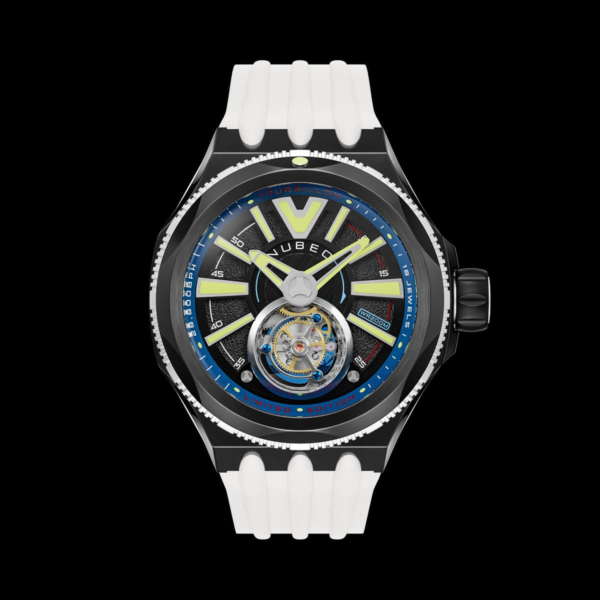 Front view of Nubeo Men NB-6075-02 unisex watch