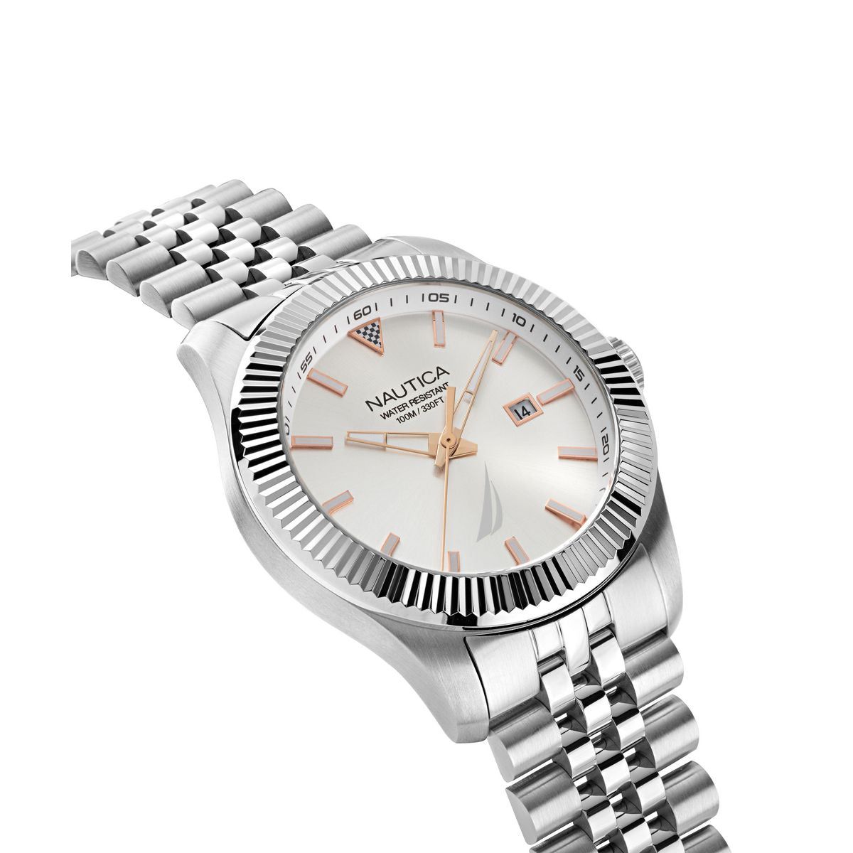 Close-up detail view of Nautica men's watch
