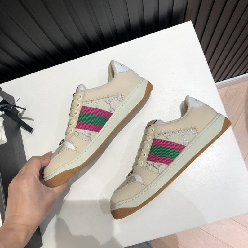 Gucci two-tone luxury sneakers view 7 signature lace-up style