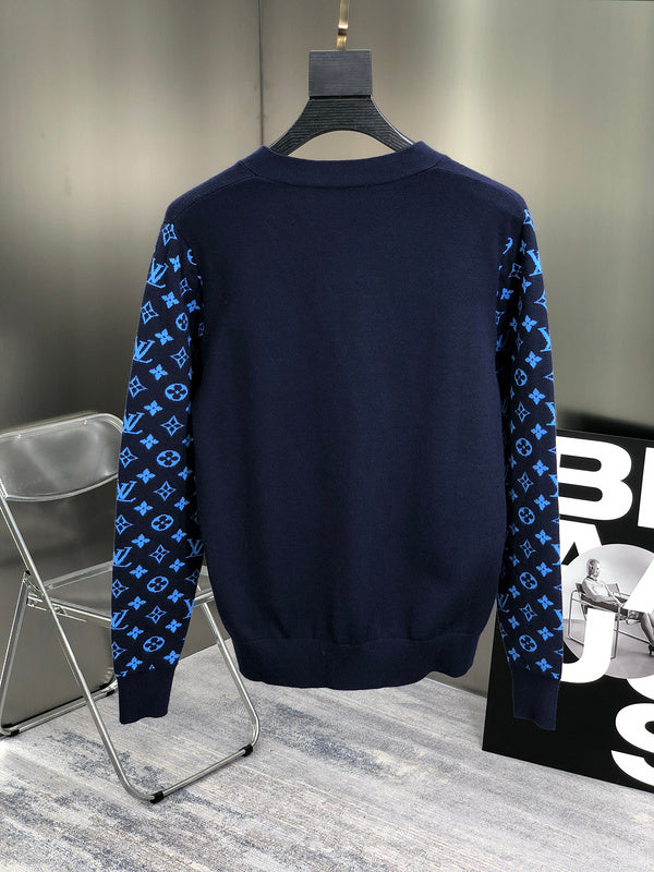Side profile of Louis Vuitton luxury clothing with signature branding