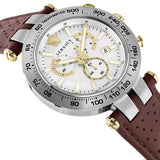 Close-up detail view of Versace men's watch