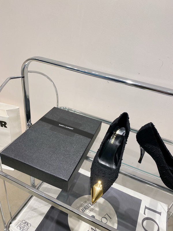 Close-up of Saint Laurent shoes craftsmanship