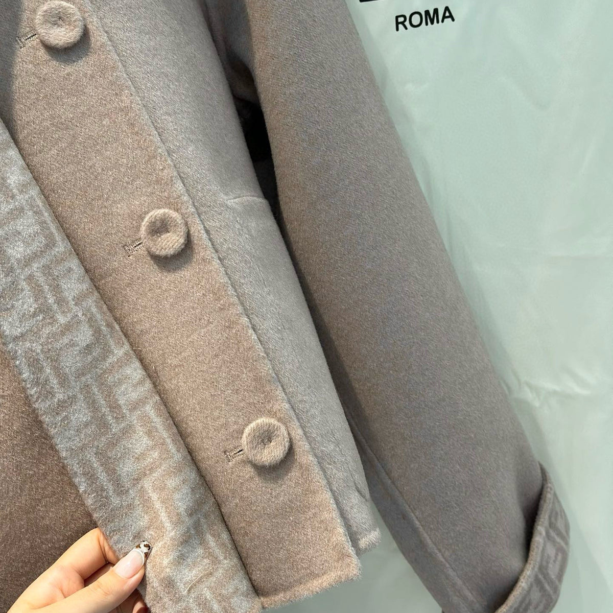 Fendi Double Sided Coat detail shot – designer craftsmanship and quality