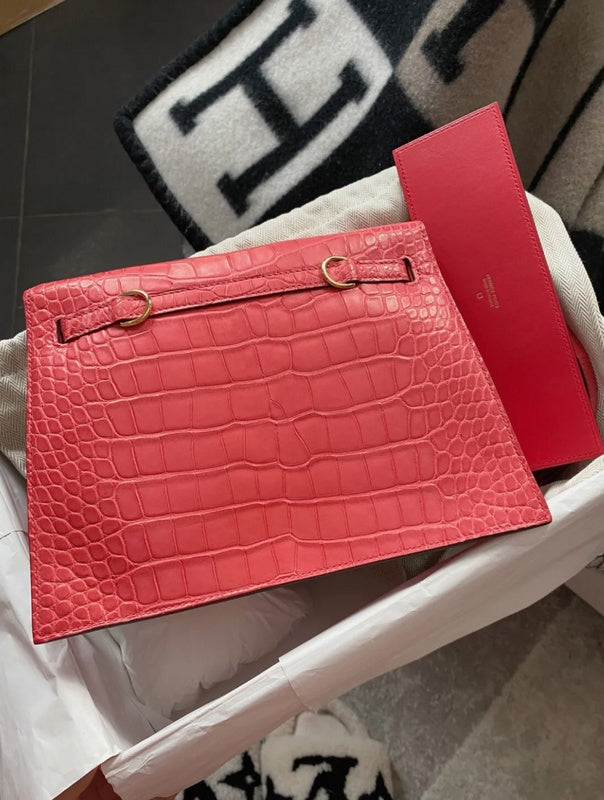 Side view of curated structured handbag