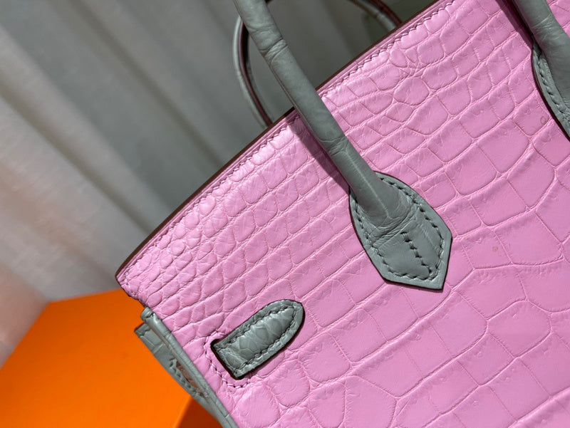 Side view of considered structured handbag