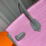 Side view of considered structured handbag