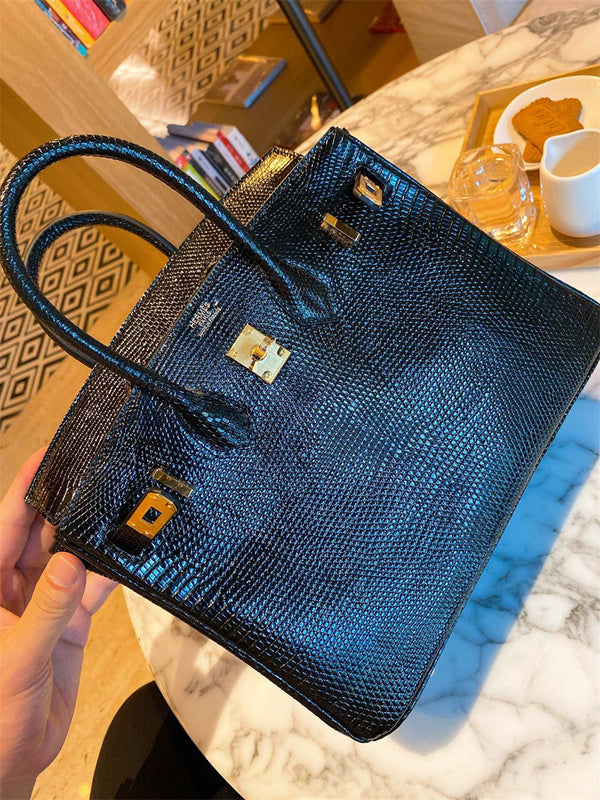 Side view of smart structured handbag