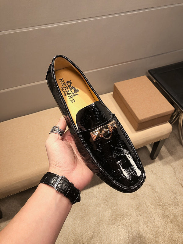 Hermès Camel Loafer Flats - Front View