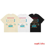 Side profile of Rhude luxury clothing with relaxed-fit cut