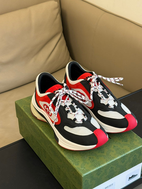 Gucci sneakers detailed view showing premium designer craftsmanship