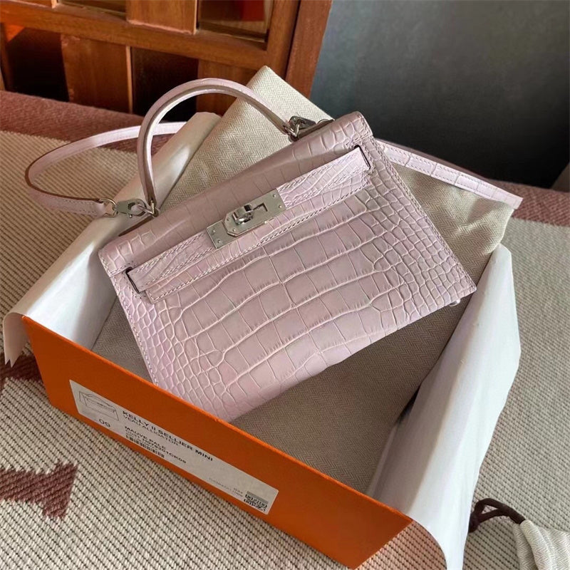 Side view of tailored structured handbag