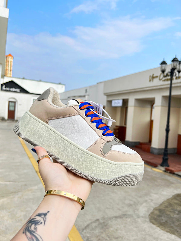 Gucci bold contrast luxury sneakers view 5 breathable knit upper