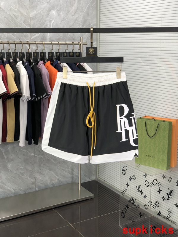 Front view of Rhude luxury clothing with label-forward styling