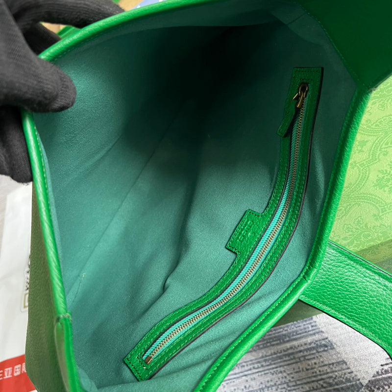 Side view of structured structured handbag