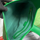 Side view of structured structured handbag