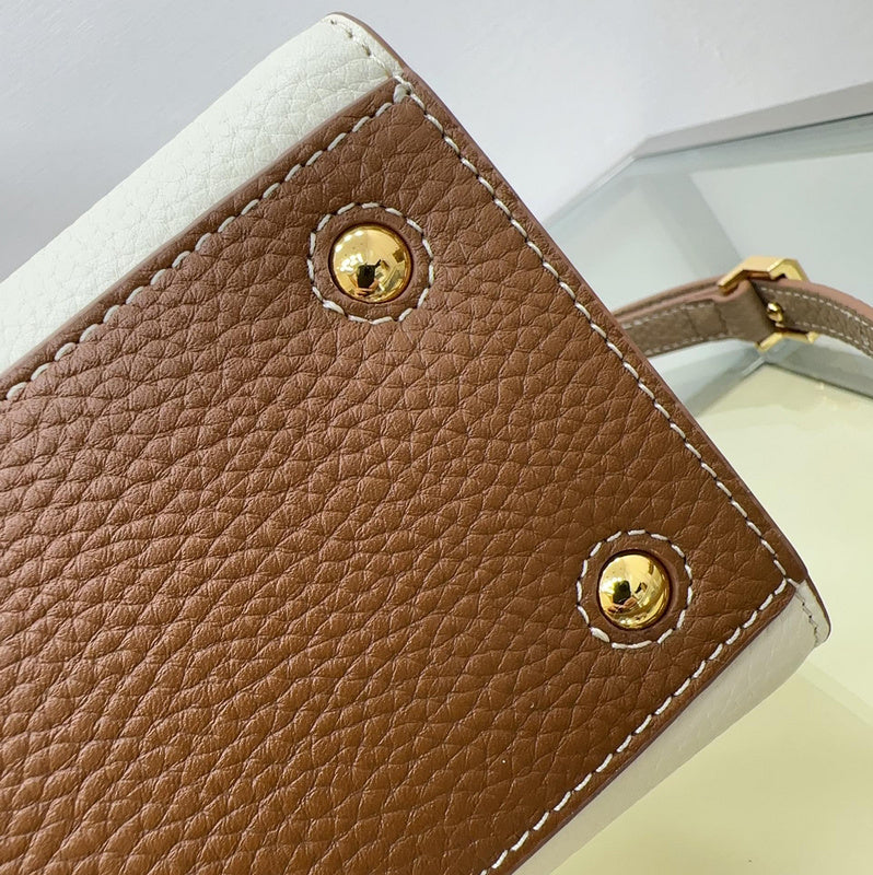 Refined Vegan Leather Handbag - Smooth Faux-Leather Exterior | Women's Premium Handbag #1092 - styled full view (image 7) of designer-inspired handbag
