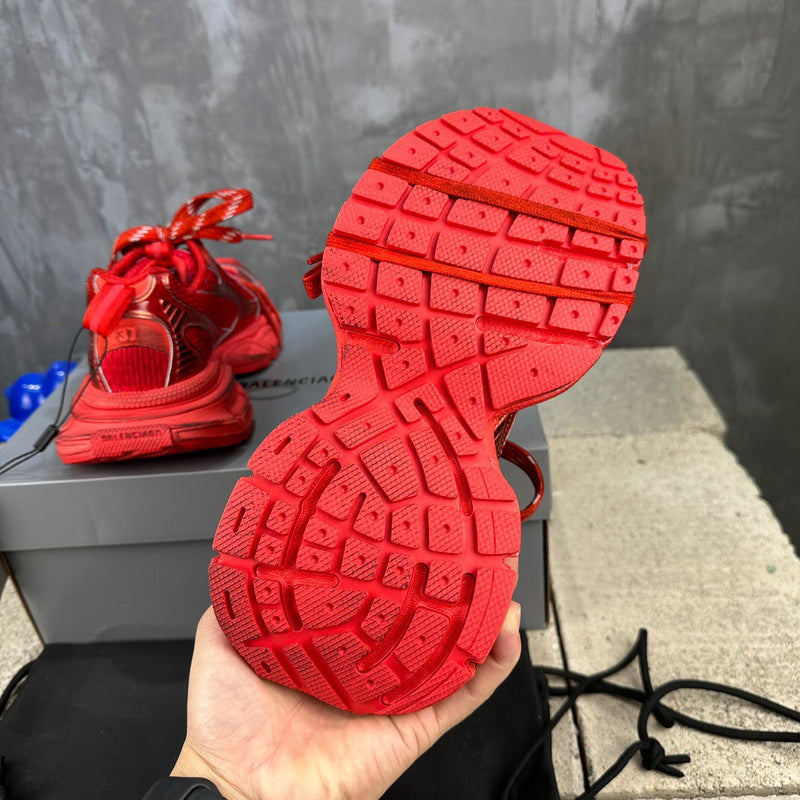 Balenciaga Red High-Top Sneakers - Angled View