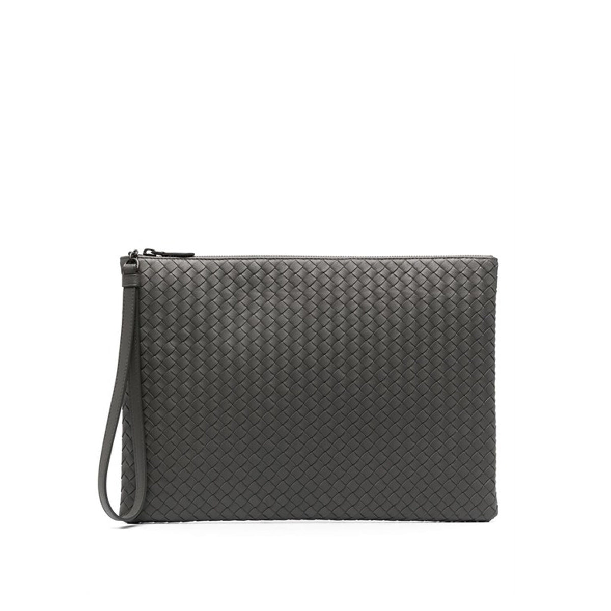 Close-up of Bottega Veneta clutches hardware and fine stitching