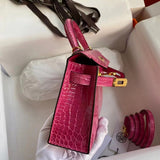 Side view of sophisticated structured handbag