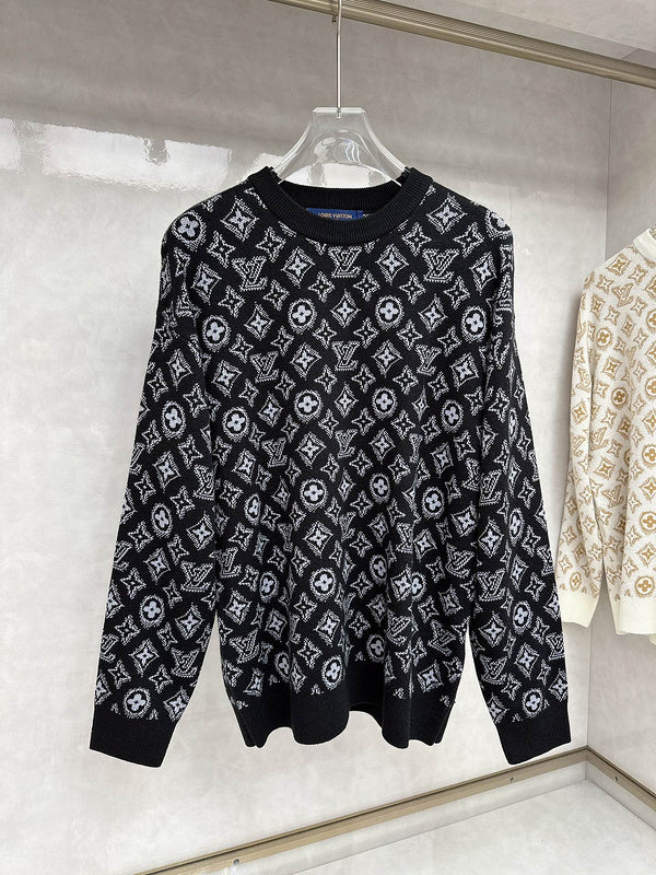 Front view of Louis Vuitton luxury clothing with logo-detail design