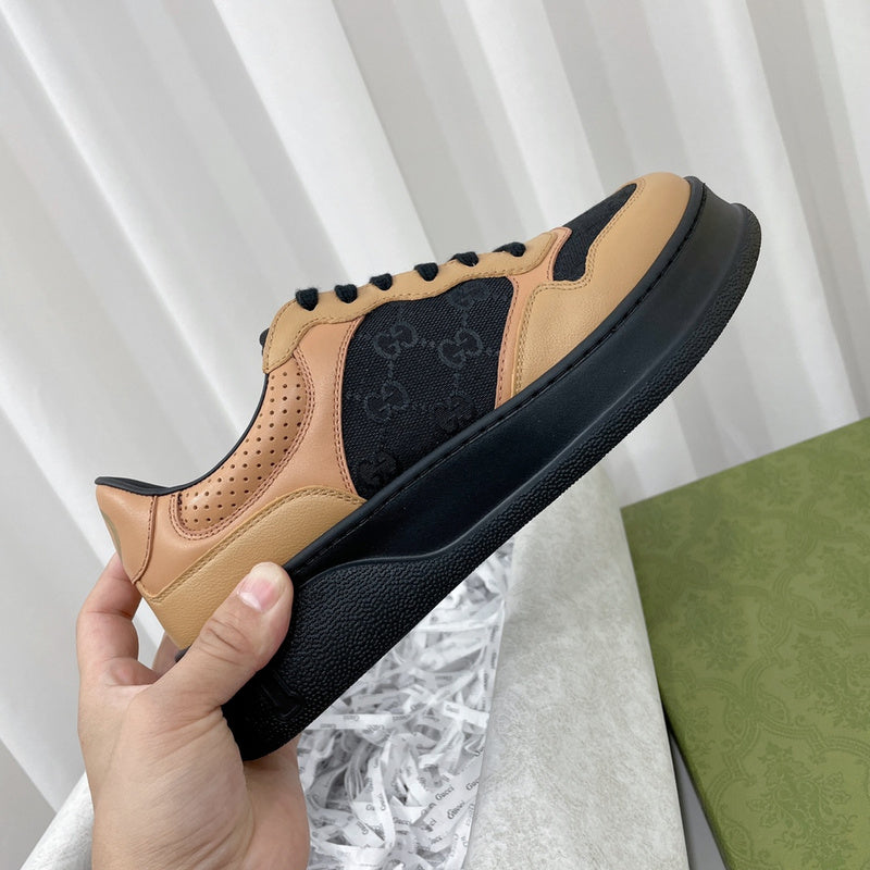 Gucci Streetwear sneakers in neutral cream signature lace-up style front view