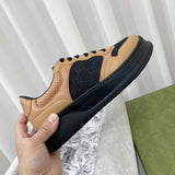Gucci Streetwear sneakers in neutral cream signature lace-up style front view