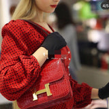 Close-up detail of polished bag design