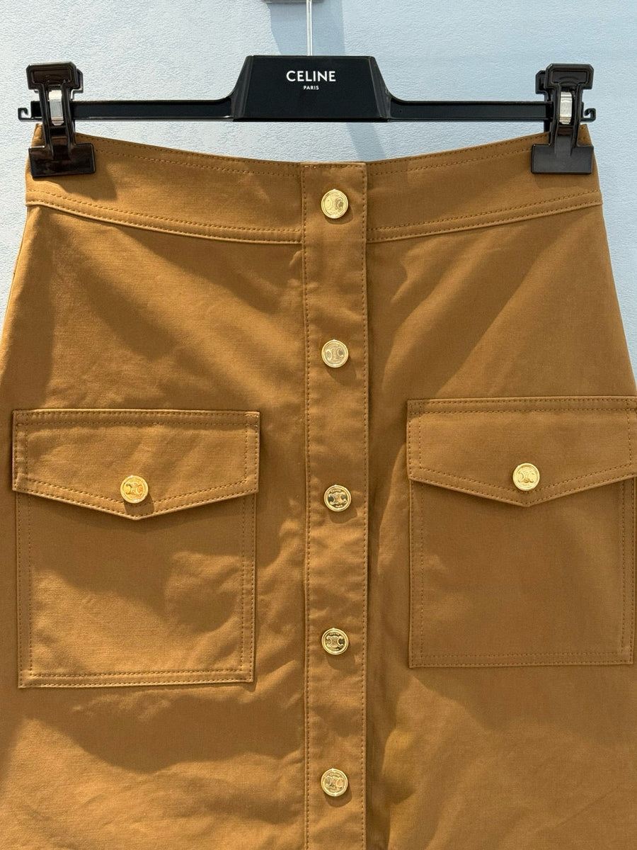 Side profile of Celine Skirt showcasing structured silhouette