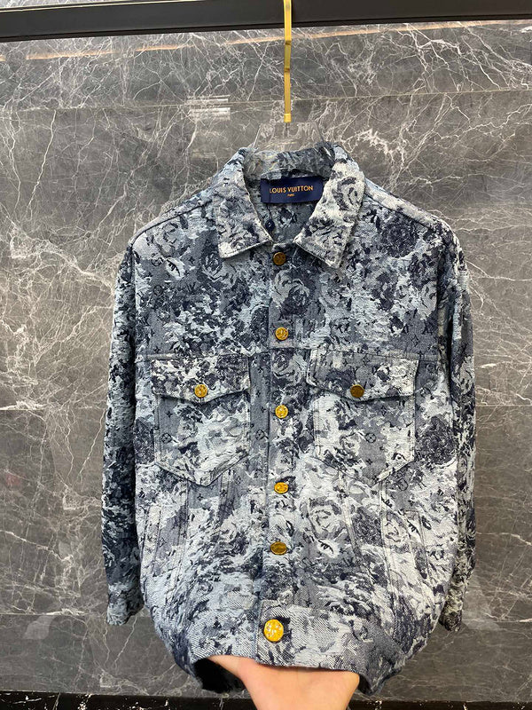 Side profile of Louis Vuitton luxury clothing with logo-detail design