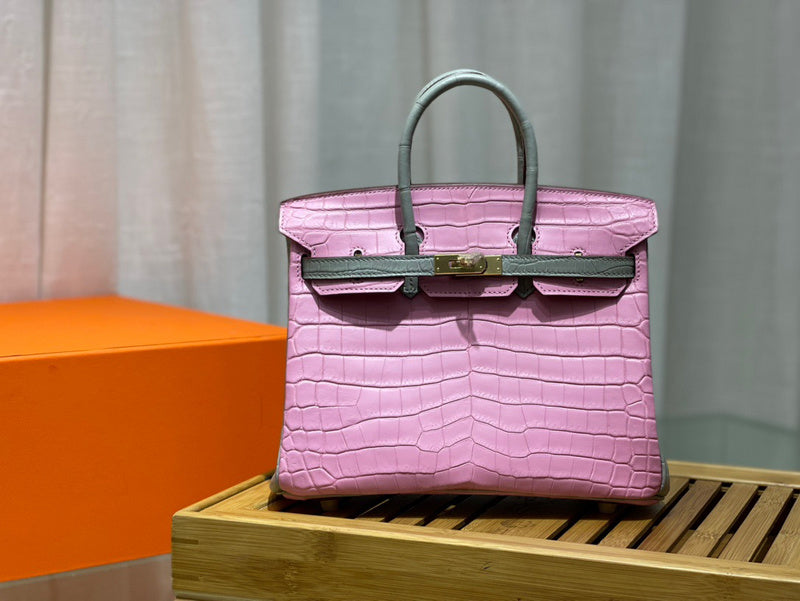 Side view of considered structured handbag